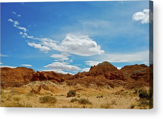 Scenics Acrylic Print featuring the photograph Cloudscape Over Sandstone Hills by Jaylazarin