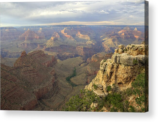 Bright Acrylic Print featuring the photograph Cloudy Bright Angel Trail by Ricky Barnard