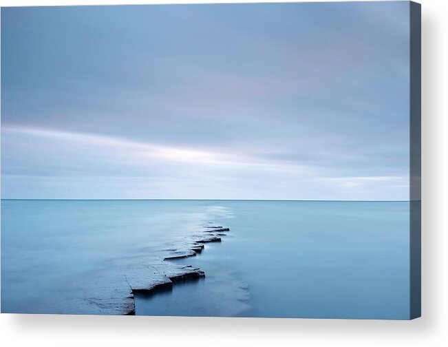 Landscape Acrylic Print featuring the photograph Coastal Rock Ledge At High Tide by Jeremy Walker