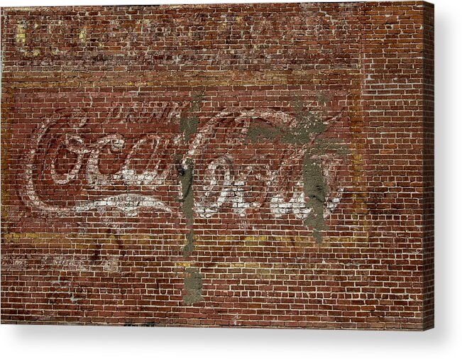 Coca Cola Acrylic Print featuring the photograph Coca Cola on Brick Wall by Bert Peake
