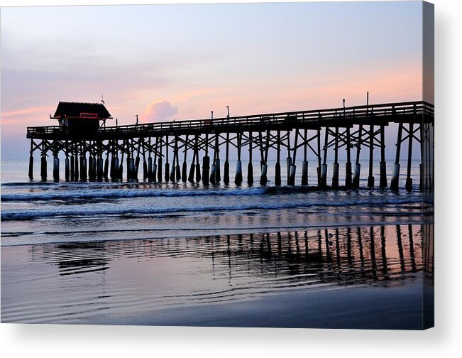 Pier Acrylic Print featuring the photograph Cocoa Beach Pier in early morning by Bradford Martin