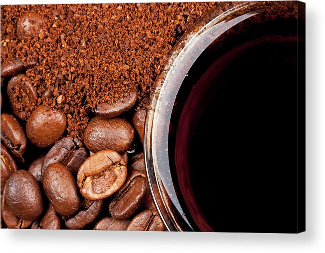 North Rhine Westphalia Acrylic Print featuring the photograph Coffee Beans And Powder by Georg Hanf