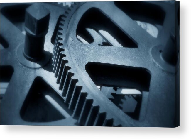 Cogs Acrylic Print featuring the photograph Cogwheels in Blue by Nadalyn Larsen