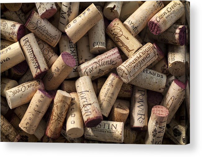 3scape Acrylic Print featuring the photograph Collection of Fine Wine Corks by Adam Romanowicz