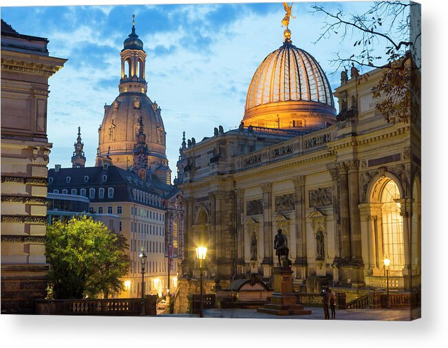 Statue Acrylic Print featuring the photograph College Of Fine Arts And Frauenkirche by Peter Adams