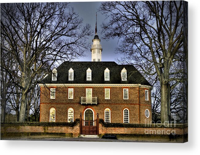 Colonial Acrylic Print featuring the photograph Colonial Williamsburg Capitol Building by Gene Bleile Photography 