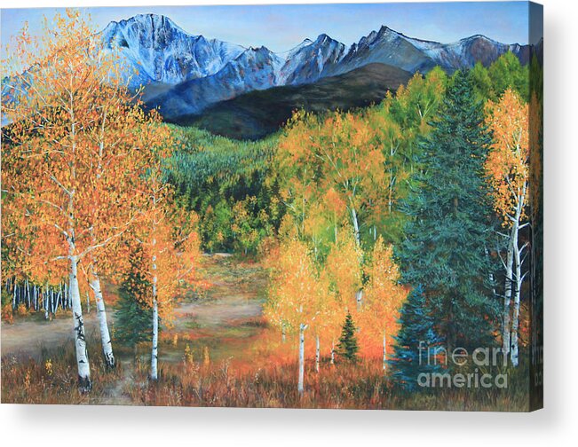 Landscape Acrylic Print featuring the painting Colorado Aspens by Jeanette French