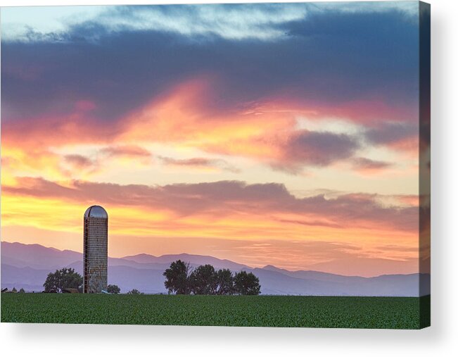 Farms Acrylic Print featuring the photograph Colorado Farmers Sunset by James BO Insogna