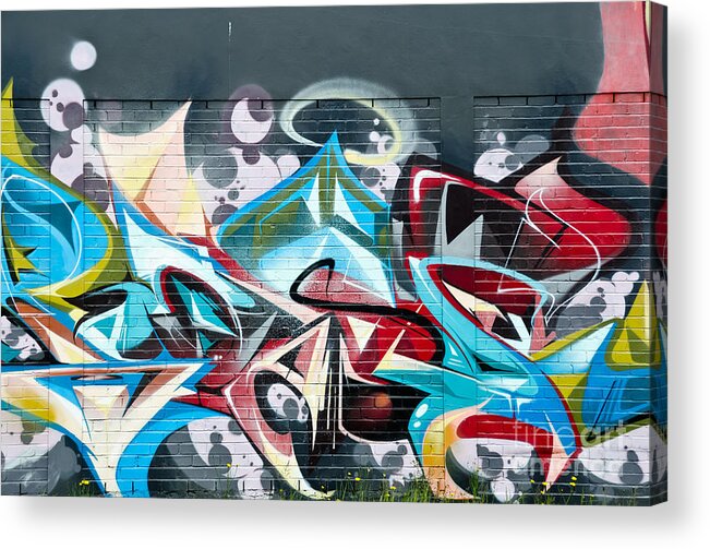 Abstract Acrylic Print featuring the photograph Colorful Abstract Graffiti Art on the brick wall by Yurix Sardinelly