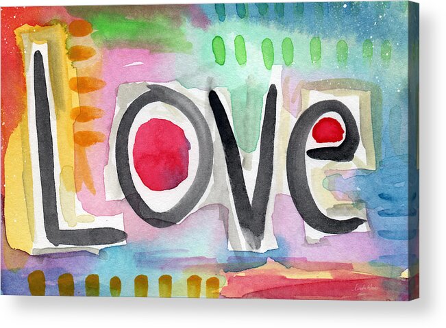 Love Acrylic Print featuring the painting Colorful Love- painting by Linda Woods