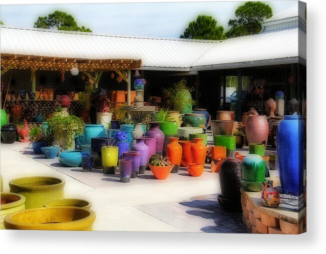 Colorful Acrylic Print featuring the photograph Colorful Pots by Rosemary Aubut
