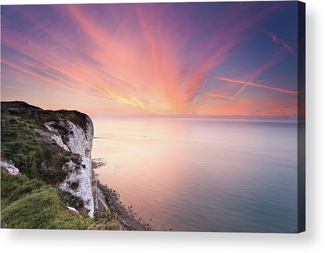 Scenics Acrylic Print featuring the photograph Colorful Sunrise At Beachy Head by Andrea Ricordi, Italy