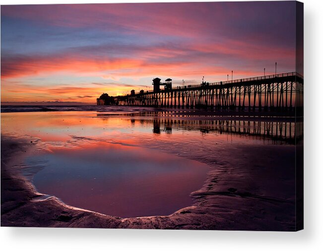 Colorful Oceanside Sunset Acrylic Print featuring the photograph Colors of the Night by Julianne Bradford