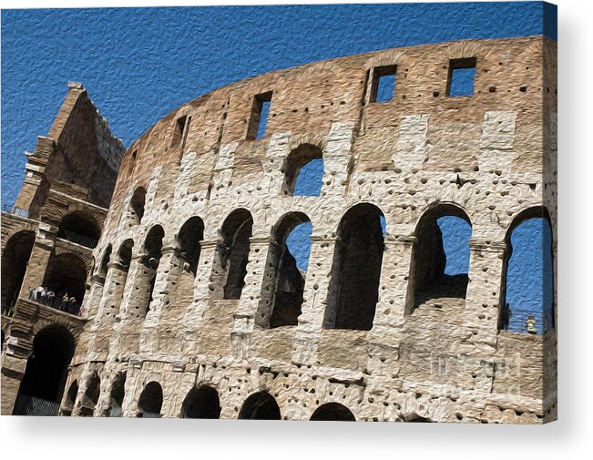 Amphitheatrum Flavium Acrylic Print featuring the photograph Colosseum Rome Oil painting effect by Peter Noyce