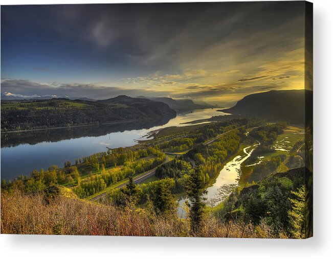 Columbia Acrylic Print featuring the photograph Columbia River Gorge at Sunrise by David Gn