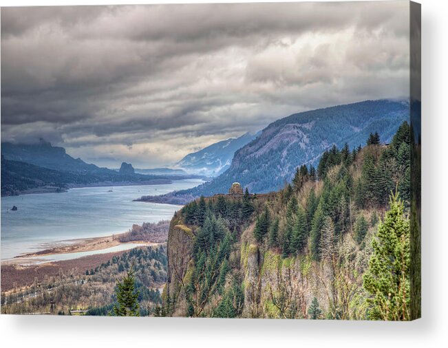 Columbia Acrylic Print featuring the photograph Columbia River Gorge Scenic View in Oregon by Jit Lim