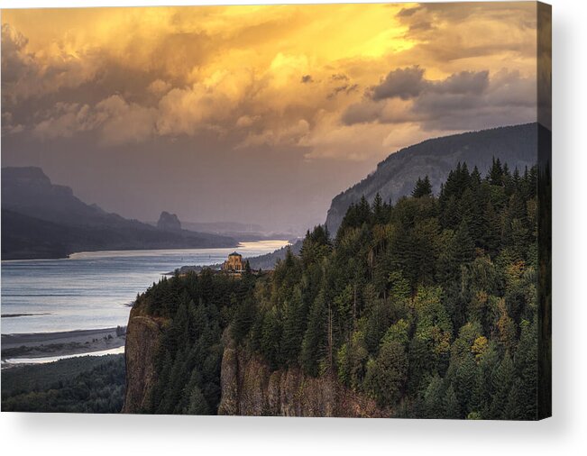 October Acrylic Print featuring the photograph Columbia River Gorge Vista by Mark Kiver