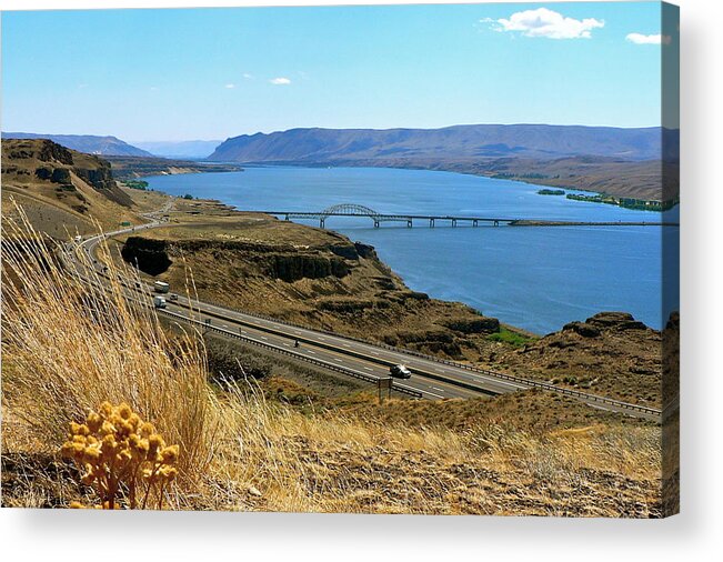 Bridge Acrylic Print featuring the photograph Columbia River Vantage Point by Jean Wright