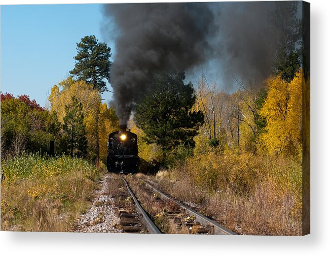 Fall Acrylic Print featuring the photograph Coming up the tracks by Carolyn D'Alessandro