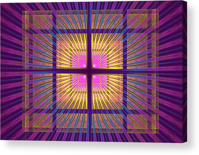 Fractal Acrylic Print featuring the photograph Computer generated Fractal Squares Geometric Pattern by Keith Webber Jr