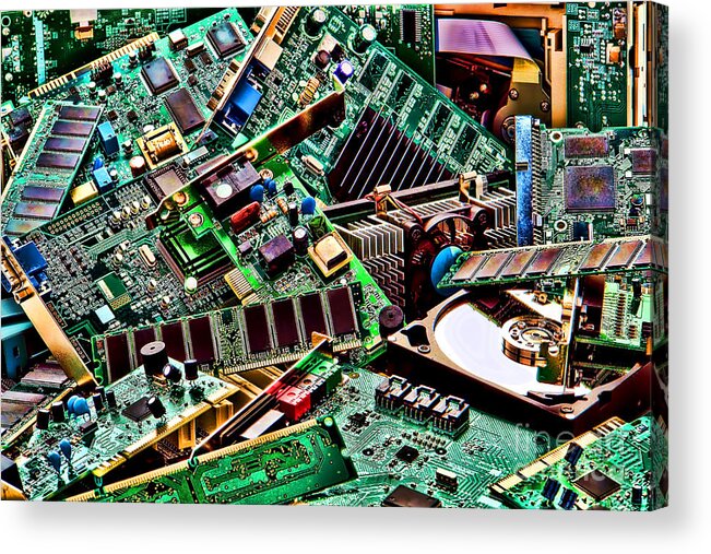 Computer Acrylic Print featuring the photograph Computer Parts by Olivier Le Queinec