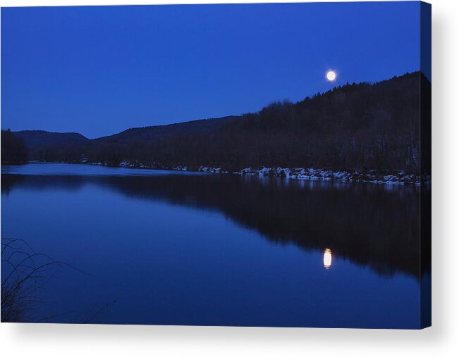 Connecticut River Full Moon Acrylic Print featuring the photograph Connecticut River Moon by Tom Singleton