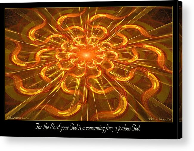 Fractal Acrylic Print featuring the digital art Consuming Fire by Missy Gainer