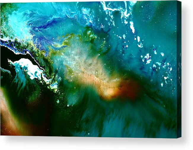 Contemporary Acrylic Print featuring the painting Contemporary fluid abstract art Underwater Soundwaves by Serg Wiaderny