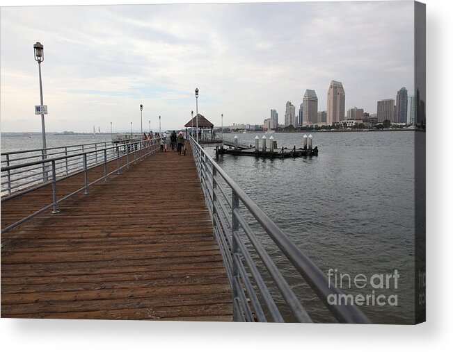 San Diego Acrylic Print featuring the photograph Coronado Pier Overlooking The San Diego Skyline 5D24353 by Wingsdomain Art and Photography