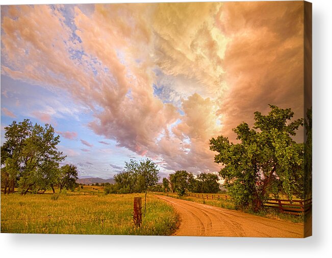 Road Acrylic Print featuring the photograph Country Road Into The Storm Front by James BO Insogna