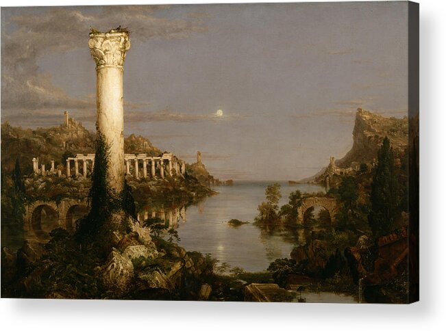 Thomas Cole Acrylic Print featuring the painting Course of Empire Desolation by Thomas Cole