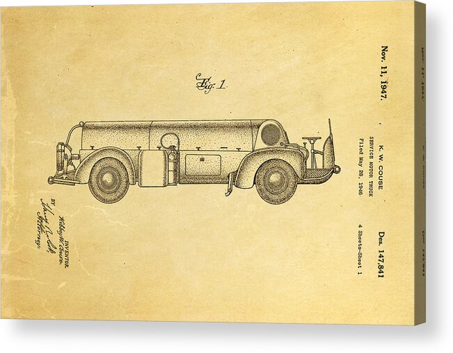Automotive Acrylic Print featuring the photograph Couse Fire Truck Patent Art 1947 by Ian Monk