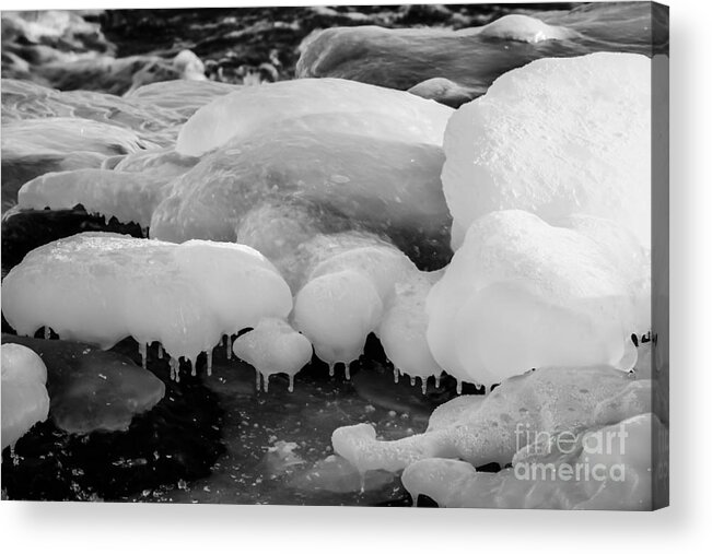 Icy Acrylic Print featuring the photograph Covered Rocks by CJ Benson