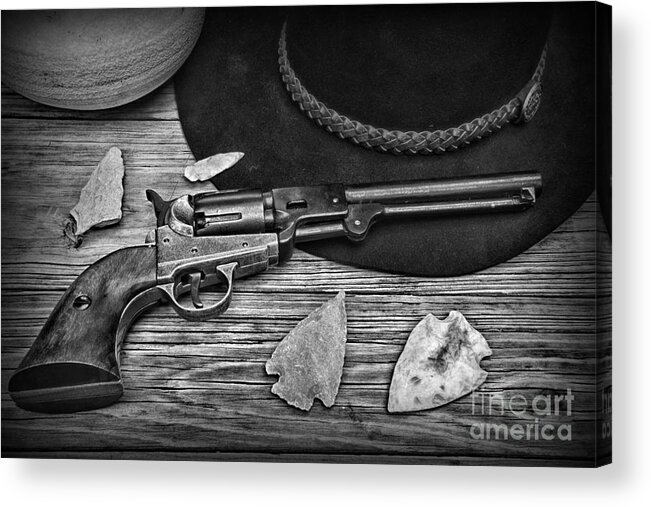 Paul Ward Acrylic Print featuring the photograph Cowboys and Indians in black and white by Paul Ward