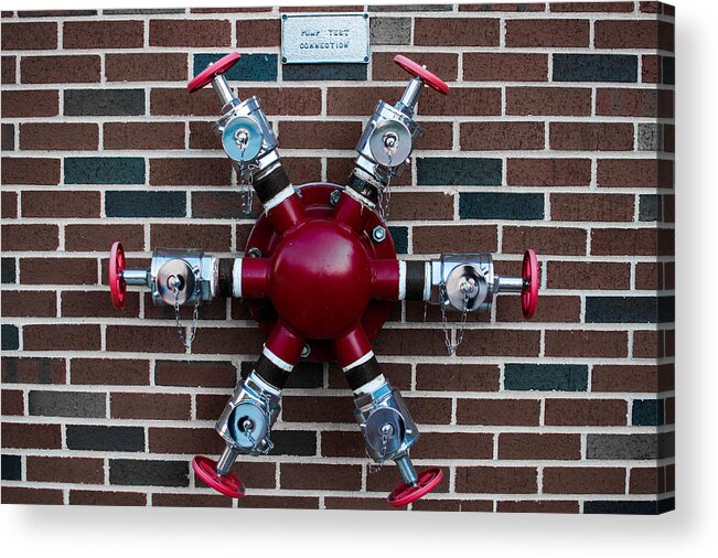 Red Acrylic Print featuring the photograph Crazy Water Pump by Hillis Creative