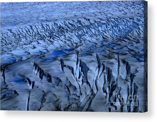 Blue Abstract Acrylic Print featuring the photograph Crevasses on Grey Glacier Chile by James Brunker