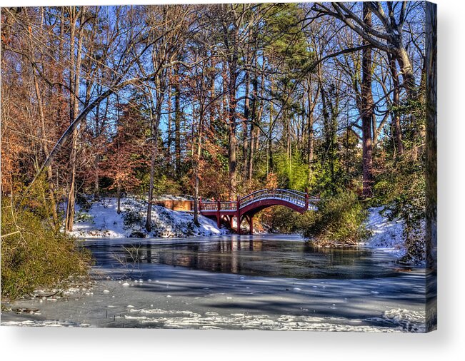 Crim Dell Acrylic Print featuring the photograph Crim Dell in Winter William and Mary by Jerry Gammon