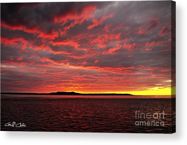Sunset Acrylic Print featuring the photograph Crimson Awe . Sunset by Geoff Childs