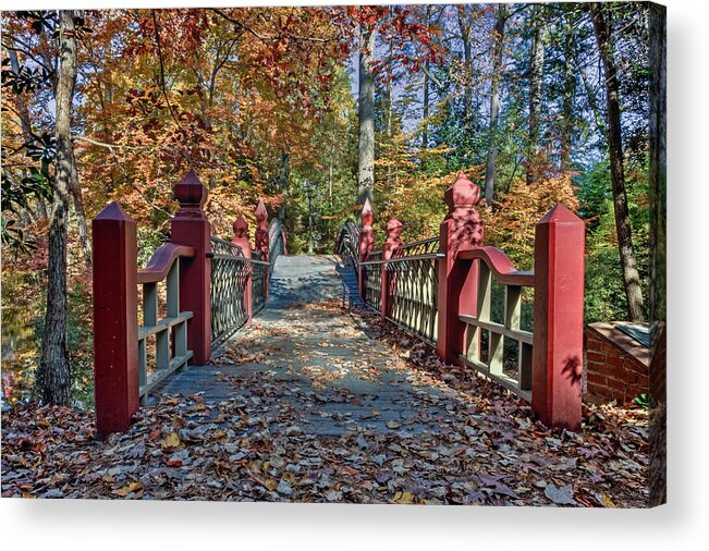 William & Mary Acrylic Print featuring the photograph Crossing the Crim Dell Bridge II by Jerry Gammon
