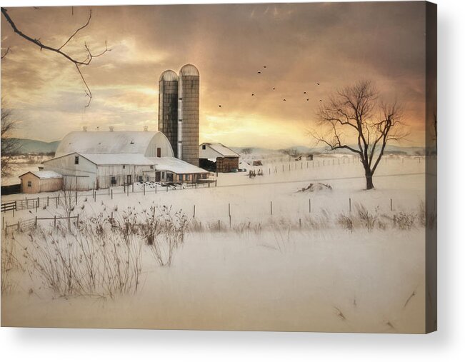 Barn Acrylic Print featuring the photograph Crossroads Sunset by Lori Deiter
