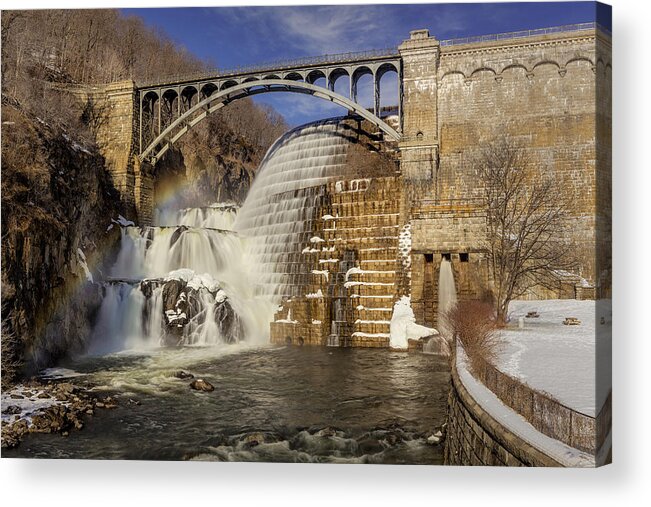 Croton Dam Acrylic Print featuring the photograph Croton Dam And Rainbow by Susan Candelario