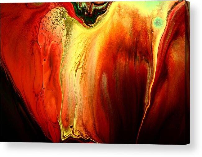 Red Acrylic Print featuring the painting Crying for Love Modern Abstract Art by kredart by Serg Wiaderny