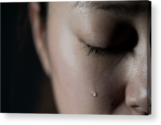 Problems Acrylic Print featuring the photograph Crying young woman by Yuichiro Chino