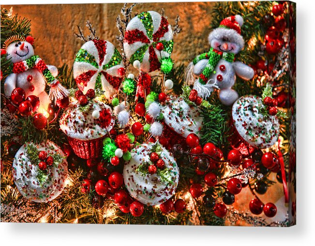 Christmas Acrylic Print featuring the photograph Cupcakes Snowmen and Lollipops of Christmas by Toni Hopper