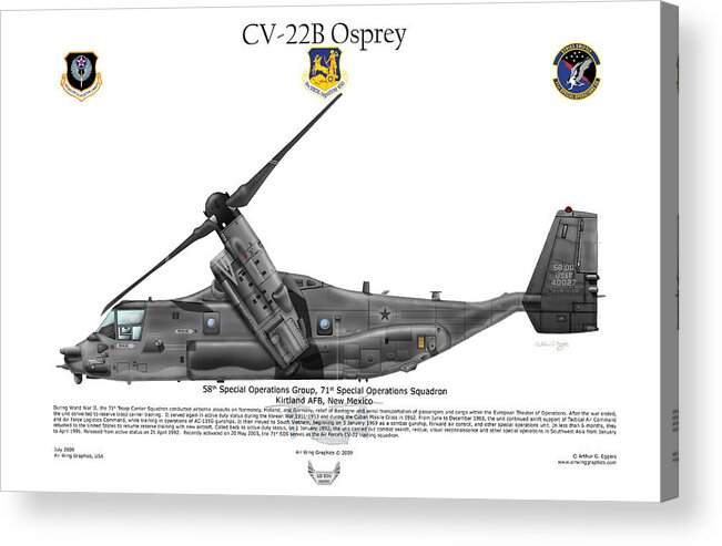 Bell Acrylic Print featuring the digital art CV-22B Osprey 71st SOS by Arthur Eggers