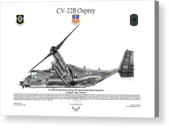 Bell Acrylic Print featuring the digital art CV-22B Osprey 8th SOS by Arthur Eggers