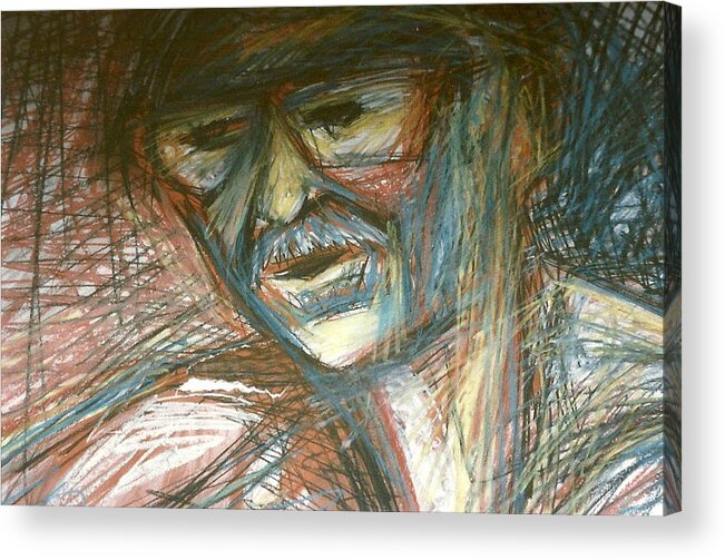 Man Acrylic Print featuring the drawing Dad by Carrie Maurer