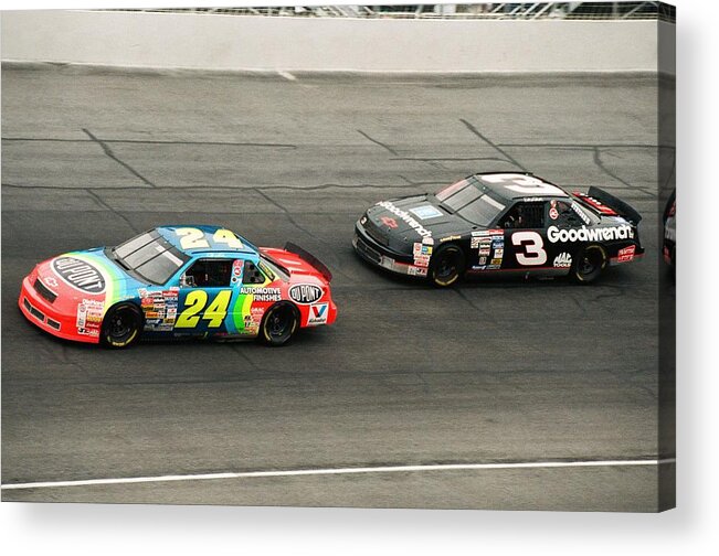 Nascar Acrylic Print featuring the photograph Jeff Gordon and Dale Earnhardt by Retro Images Archive