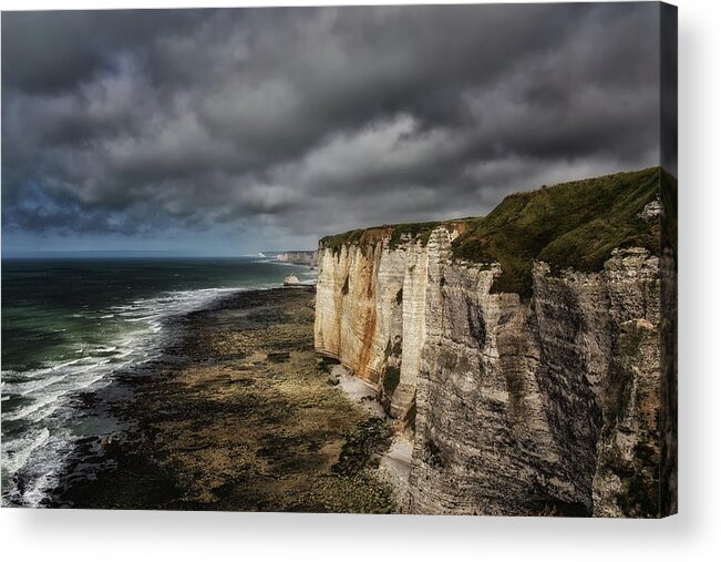 Scenics Acrylic Print featuring the photograph Dark Clouds Over The Cliff Line by Bettina Lichtenberg