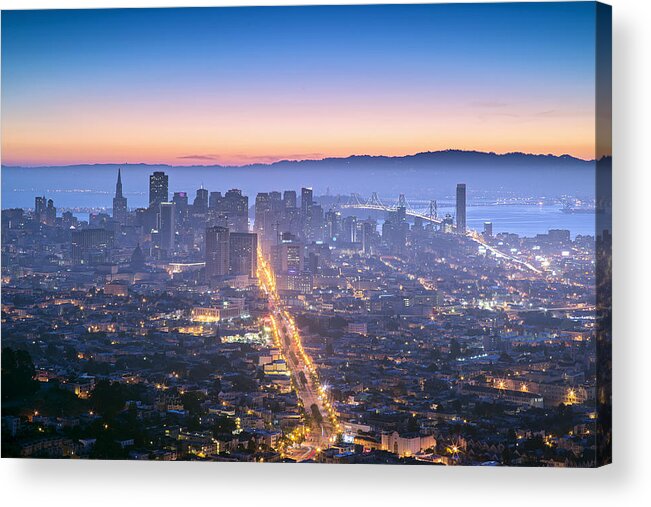 Dawn Colors - San Francisco Acrylic Print featuring the photograph Dawn Colors - San Francisco by David Yu